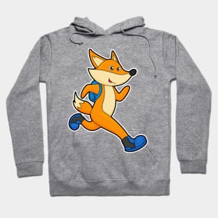 Fox at Running with Backpack Hoodie